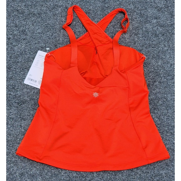 Athleta XS Crossed Tankini Top Bright Orange Swim Suit UPF Quick Drying NEW‎ - Picture 3 of 7